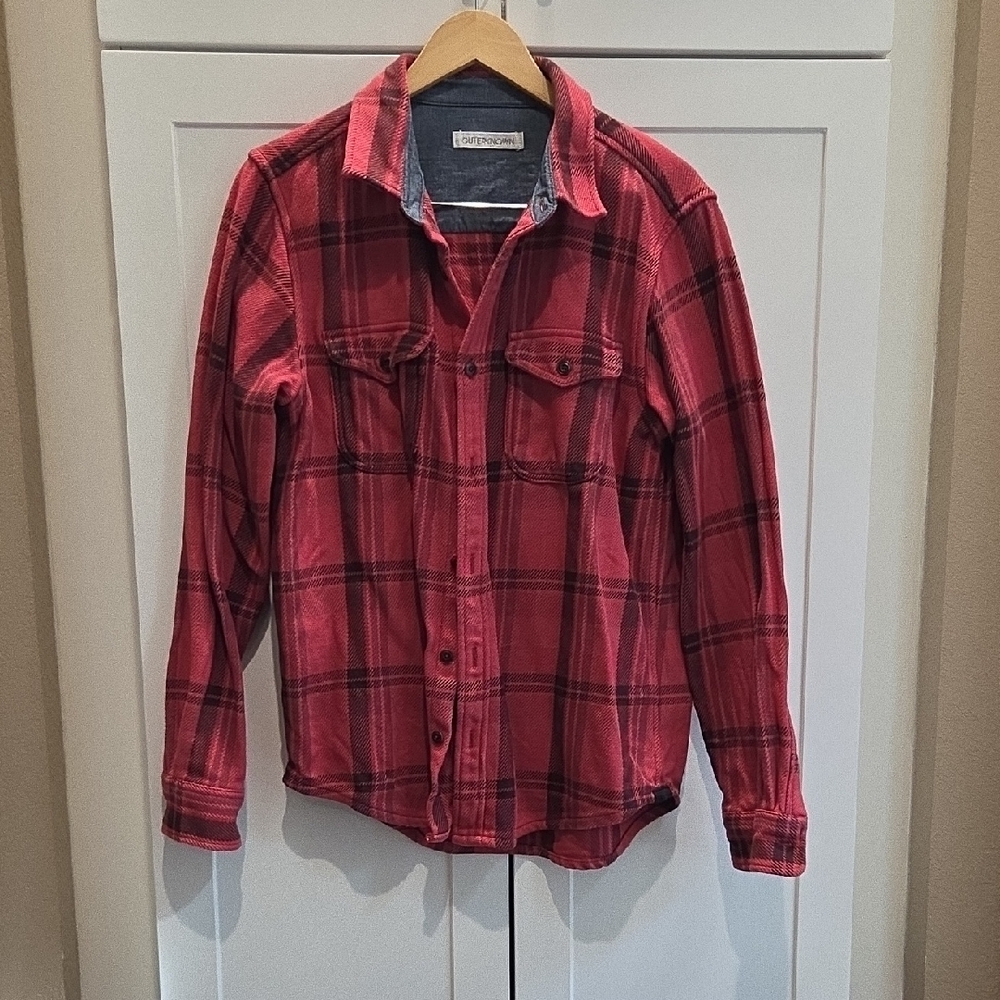 Outerknown Red and Black Plaid Button Down Shirt